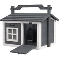 Indoor Portable Rabbit Hutch with Openable Roof and Handle - Grey