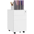 3-Drawer Vertical Steel Filing Cabinet with Lock, Pencil Tray & Adjustable Hanging Bar for A4 & Letter - White