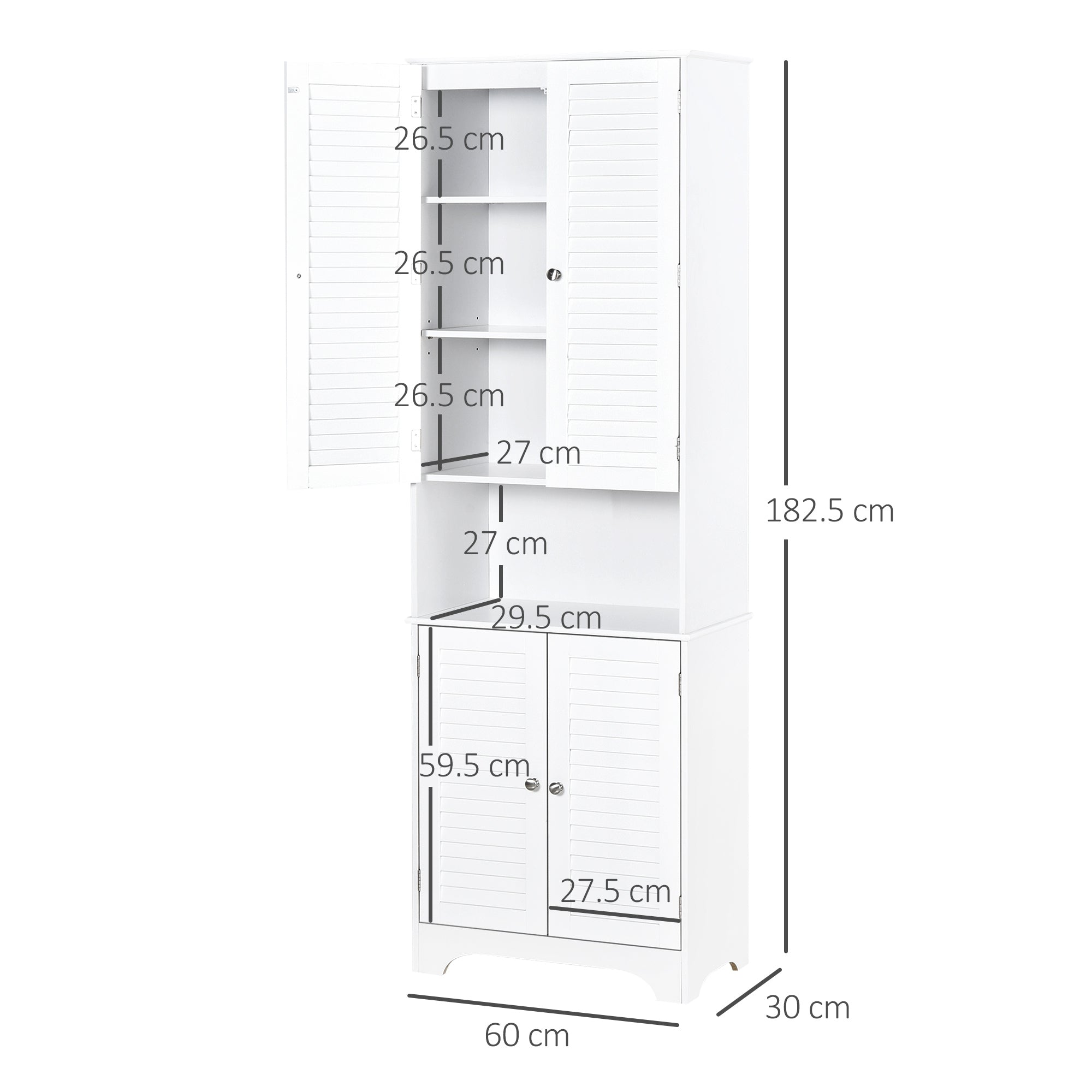 MDF Freestanding 6-Tier Bathroom Storage Cabinet White