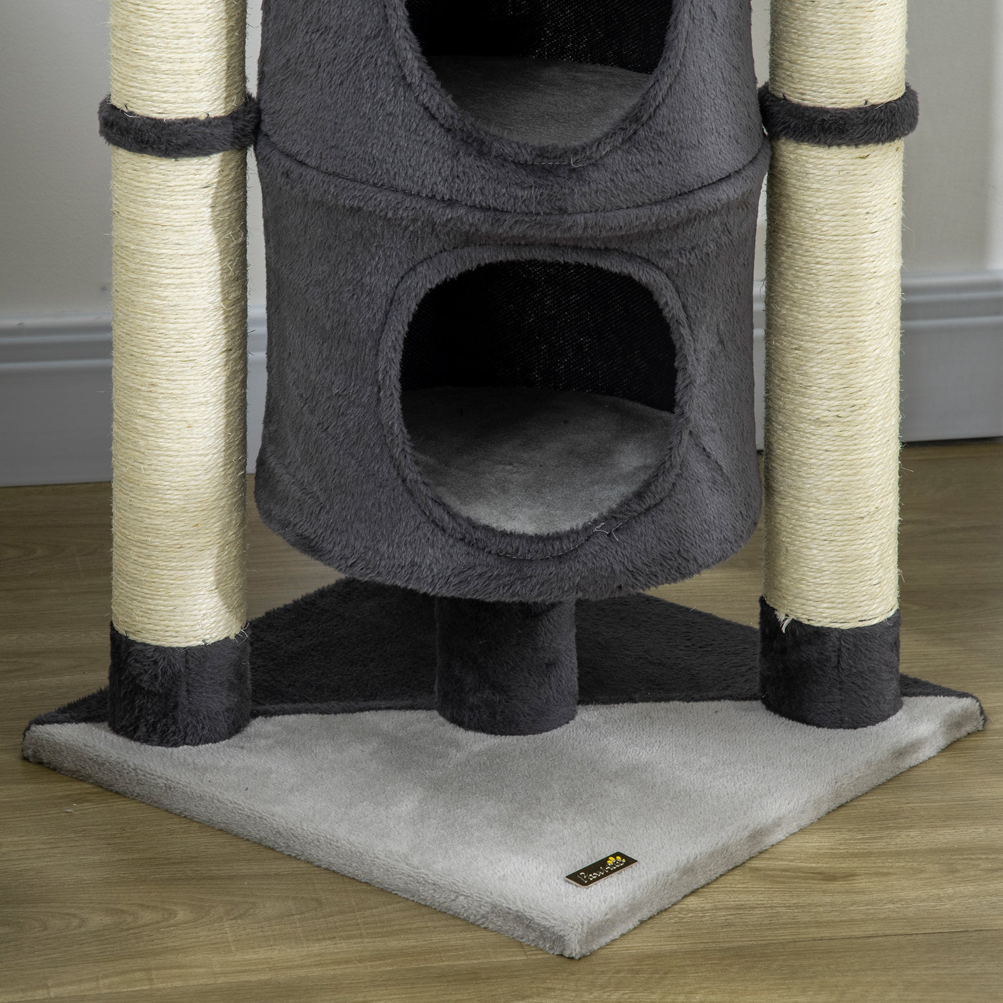 Cat Tree, with Scratching Posts, Cat House, Bed, Hanging Toy Ball - Grey