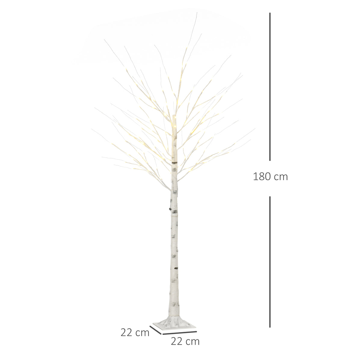 6ft Artificial White Birch Tree with 96 Warm White LED Lights - White