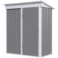 5x3 Metal Garden Lean-To Shed with Adjustable Shelves and Lock - Grey