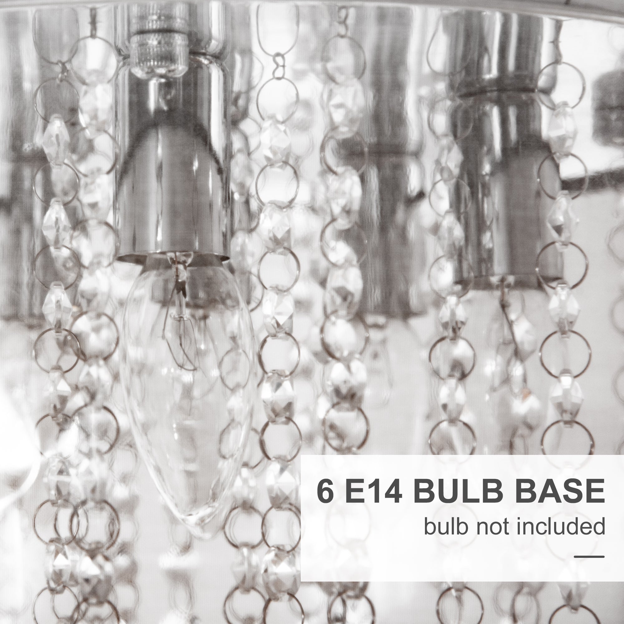 Modern Crystal Chandelier Flush Mount LED Ceiling Light with Drum Shade for Living Room Bedroom Dining Room Silver