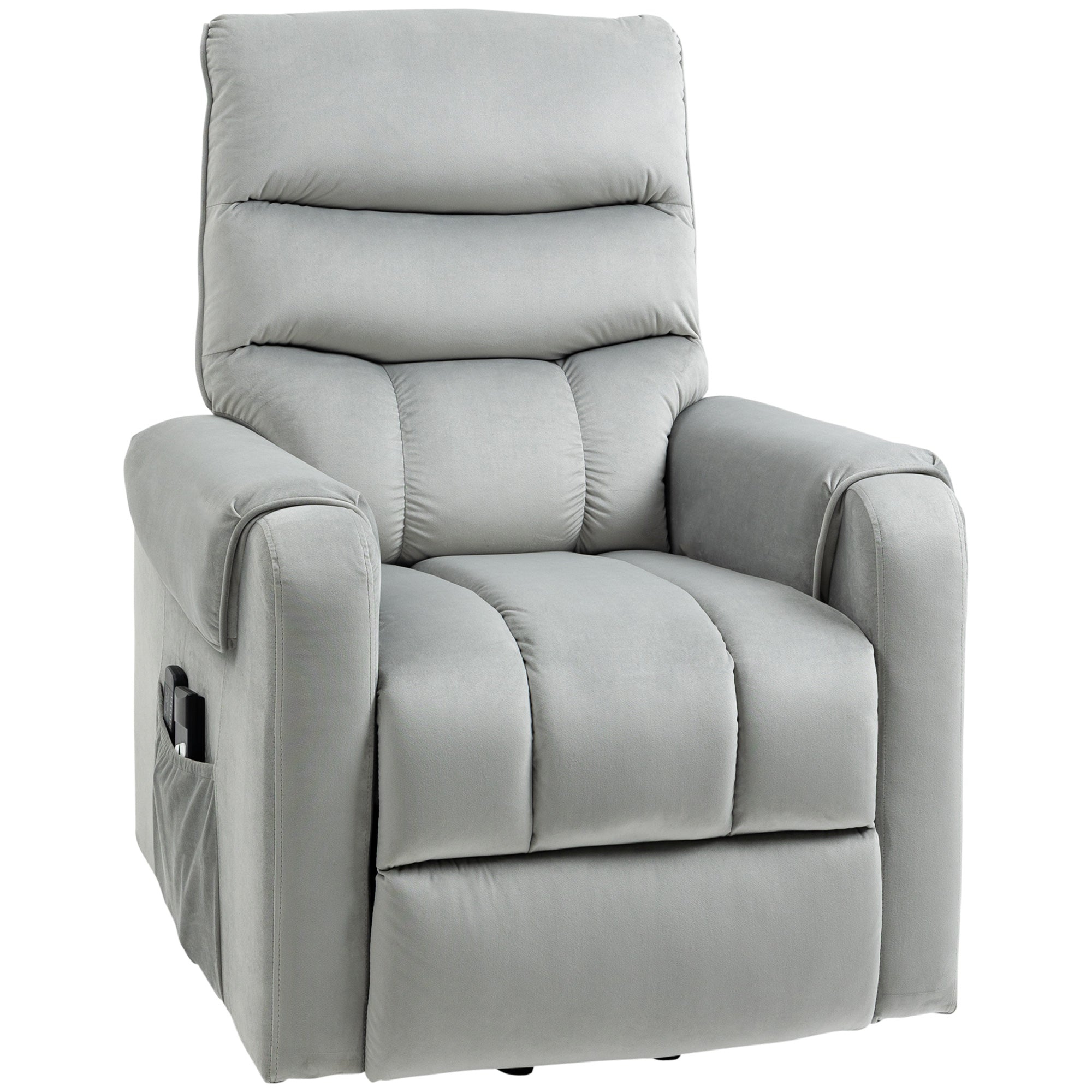 Vibration Massage Rise and Recliner Chair, Electric Power Lift Recliner with Remote Control and Side Pocket, Grey