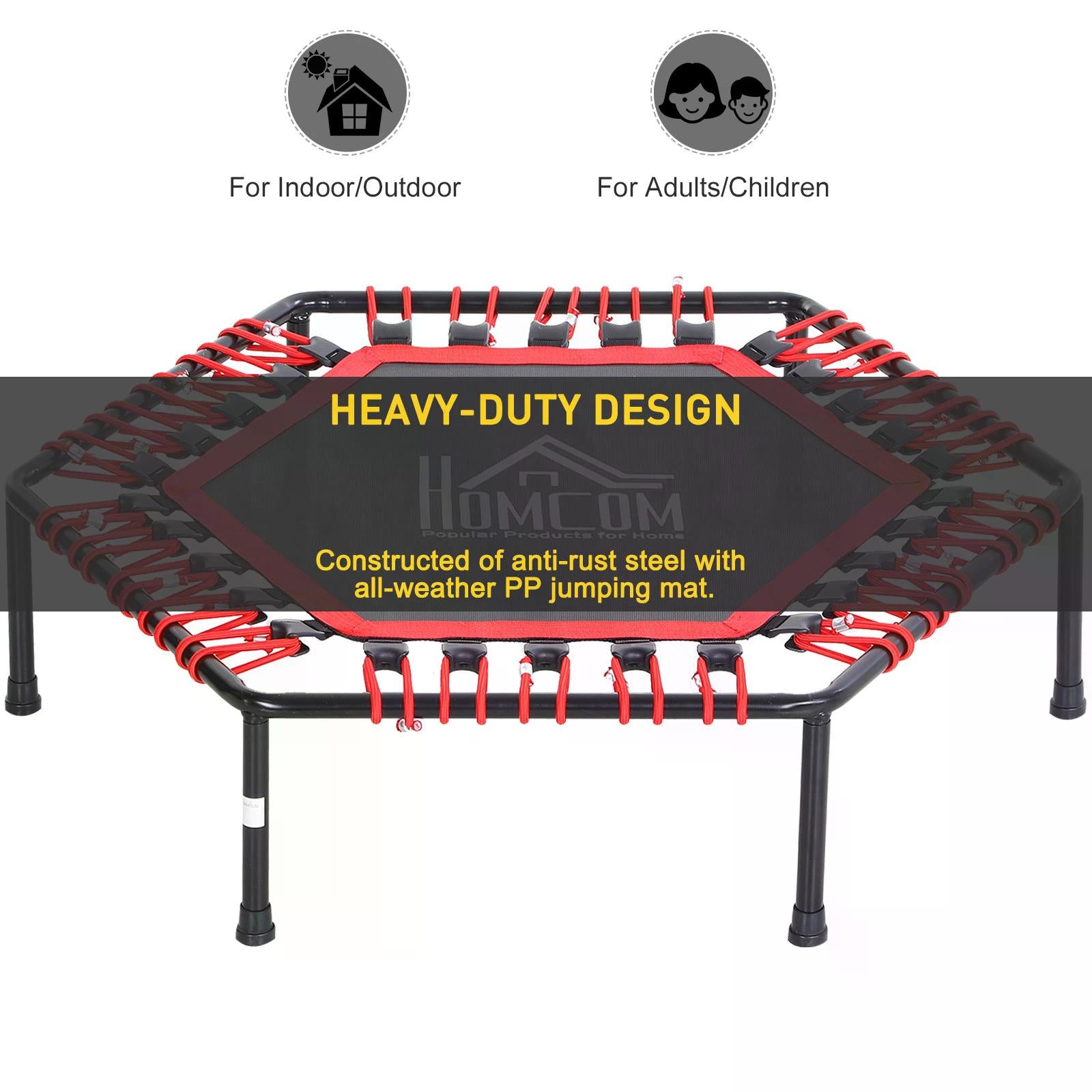 40" Mini Hexagon Steel Frame Trampoline Red