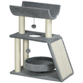 Cat Tree Tower with Scratching Posts, Bed, Perch & Toy Ball - Light Grey