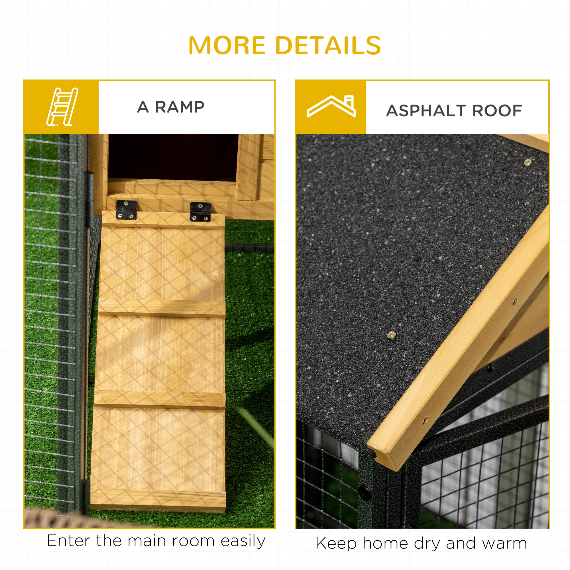 Rabbit Hutch Outdoor Bunny Cage with Run, Removable Tray, Ramp, Small Animal House, 120 x 55.5 x 80 cm