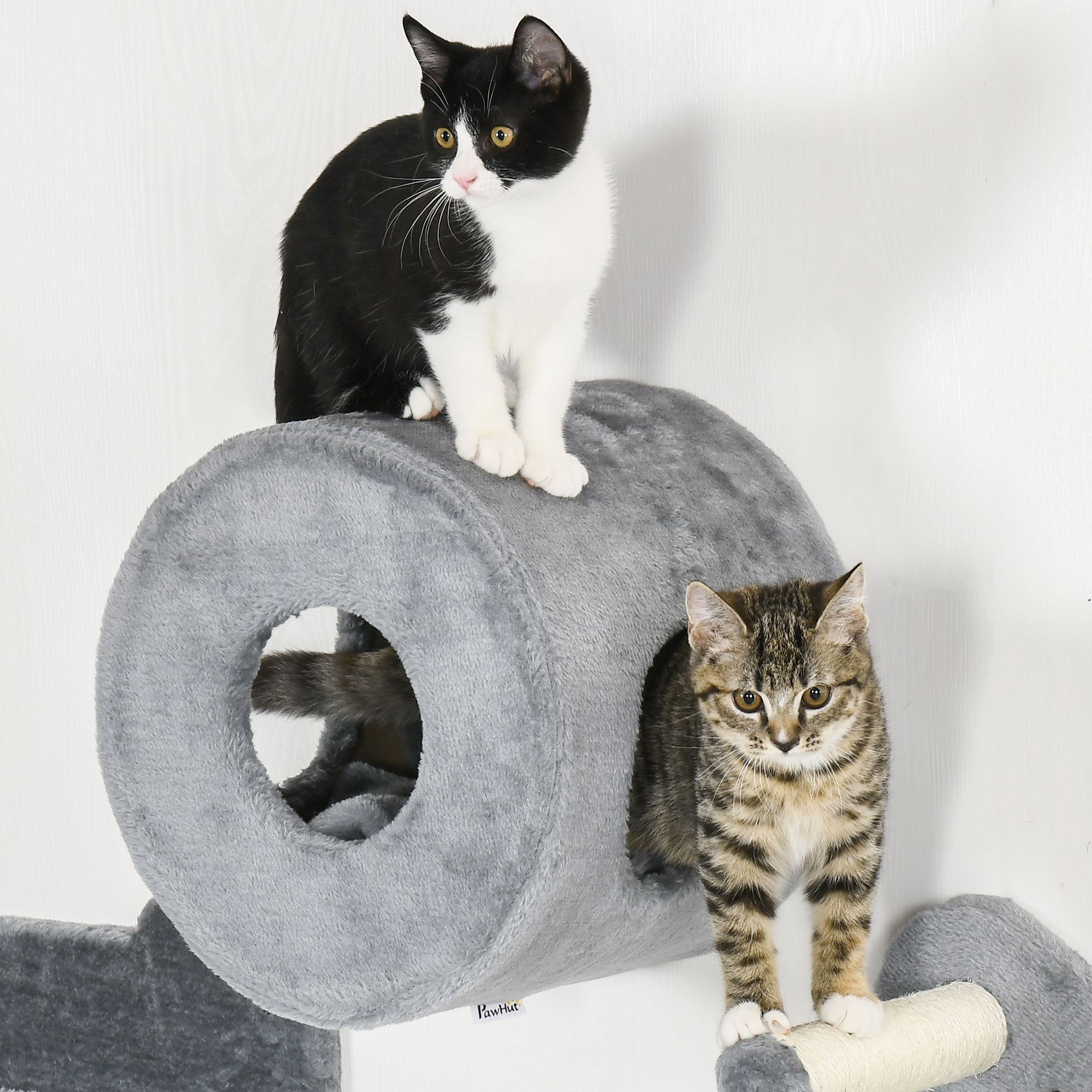 4PCs Wall Mounted Cat Tree Cat Wall Furniture with Platforms, Steps, Scratching Post, Perch, Cat Condo for Indoor Cat - Grey