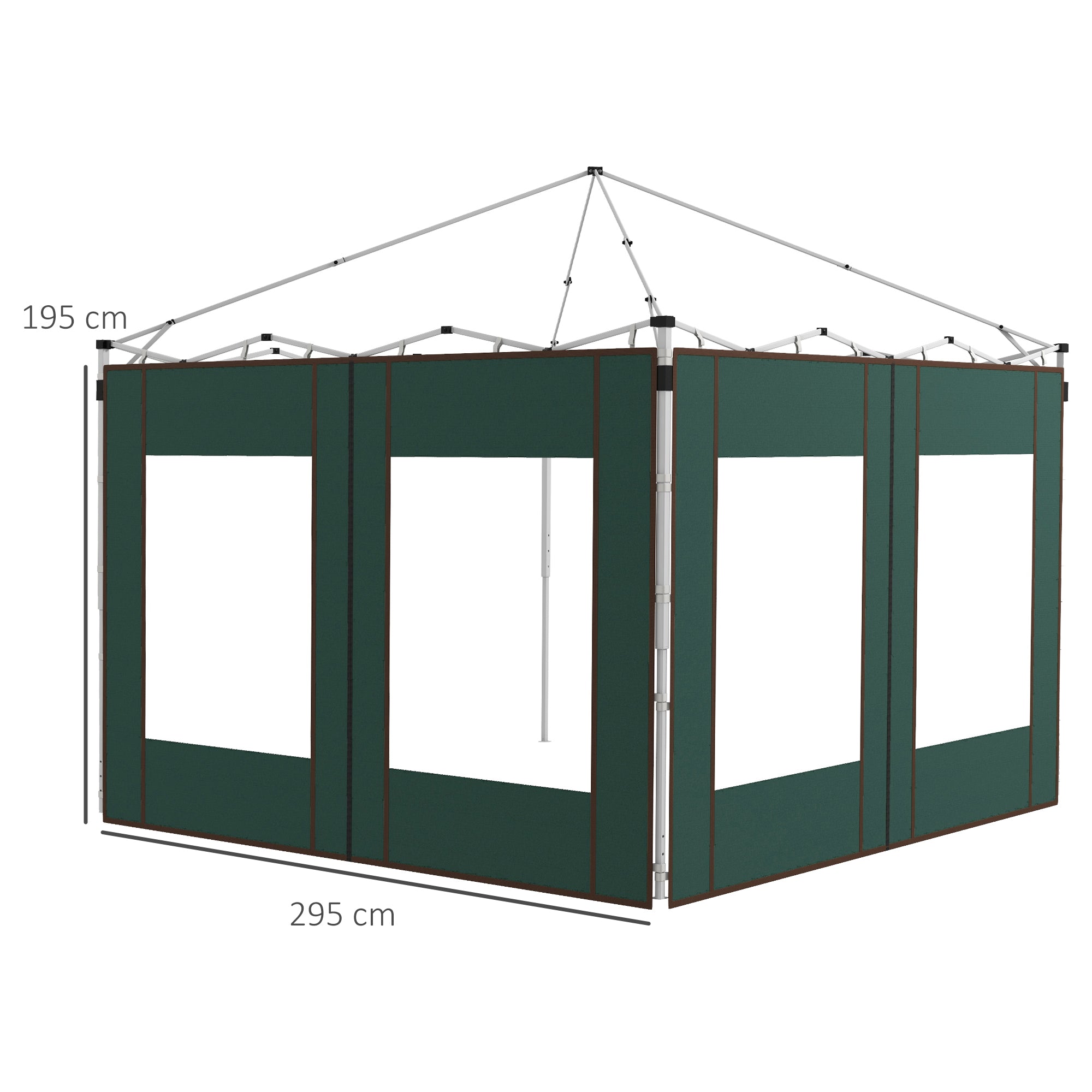 Set of 2 Gazebo Side Panels with Doors and Windows - Green