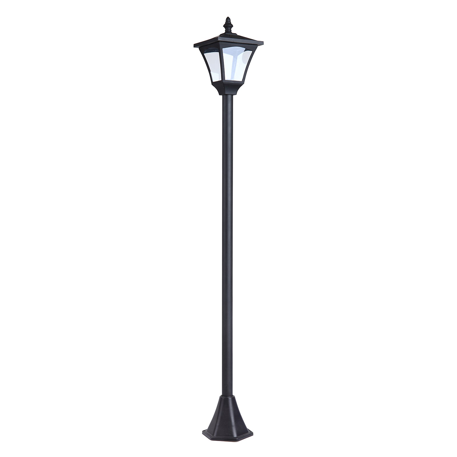 Outdoor Solar Powered Post Lamp Sensor Dimmable LED Lantern Bollard Pathway 1.2M Tall – Black