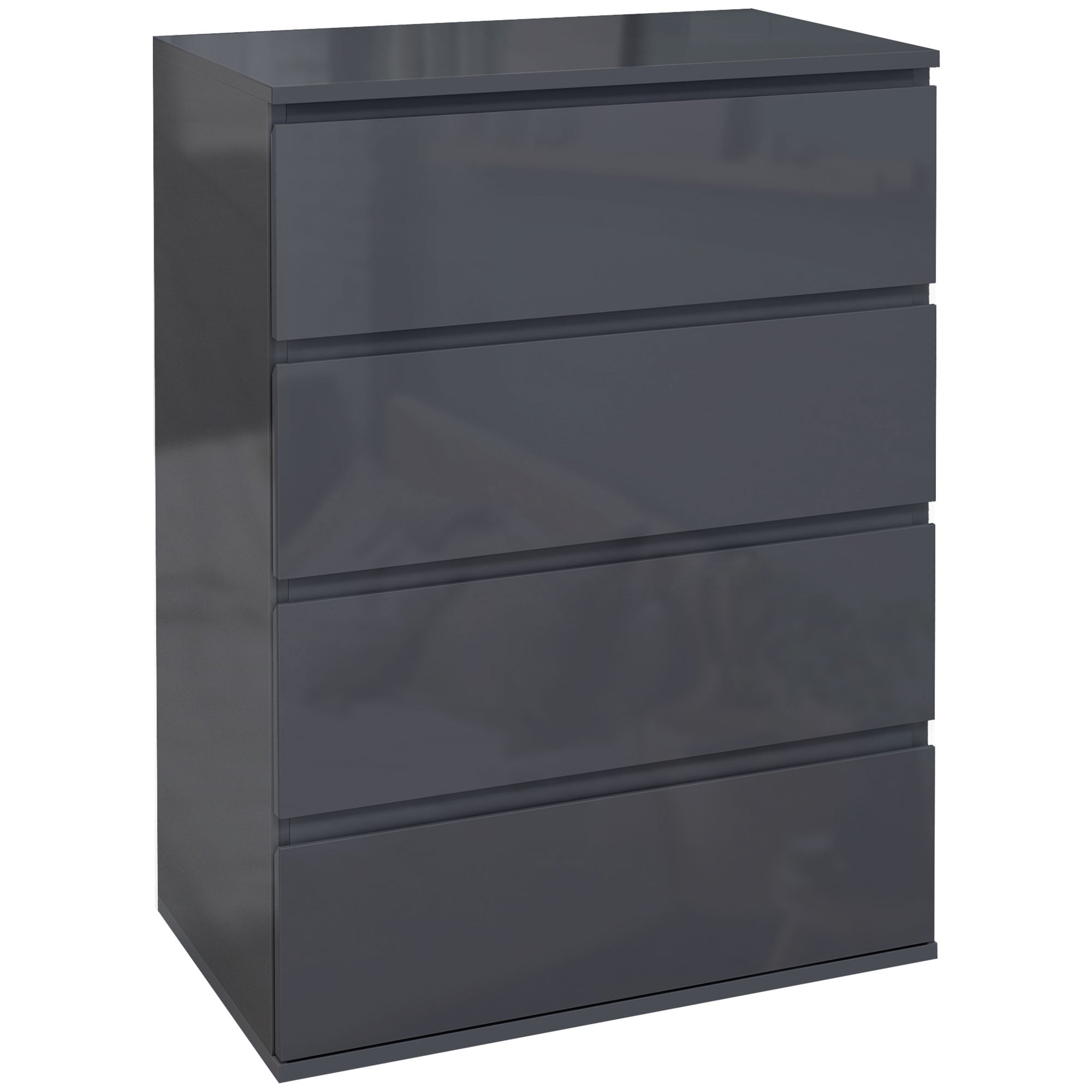 High Gloss Chest of Drawers, 4-Drawer Storage Cabinets, Modern Dresser, Storage Drawer Unit for Bedroom