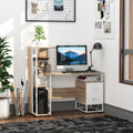 Computer Writing Desk PC Workstation with 2 Drawers & Multi Shelves - Oak
