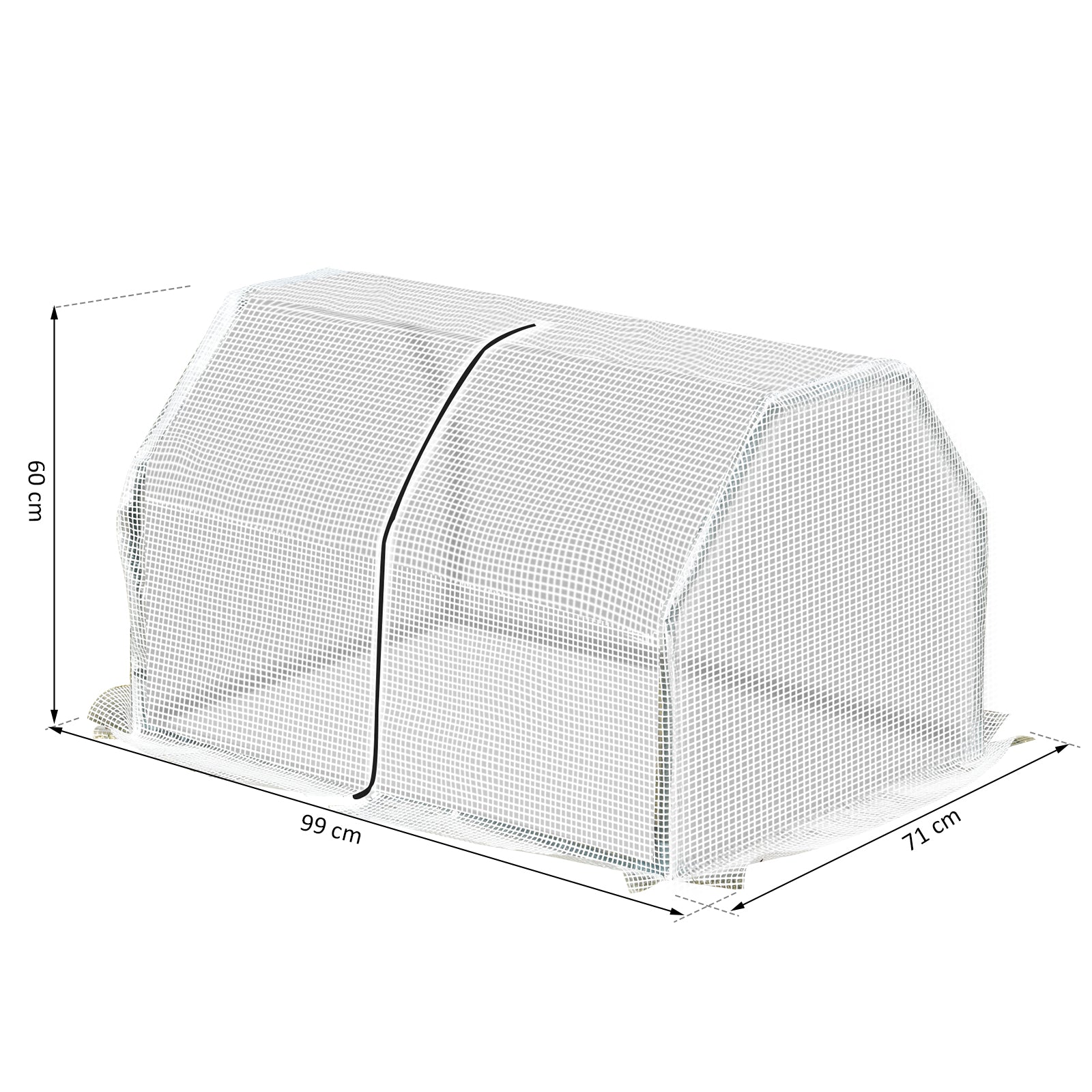 Mini Greenhouse Portable Garden Greenhouse Metal Frame Grow House with PVC Cover, Middle Zip Fastening, 99 x 71 x 60 cm, White