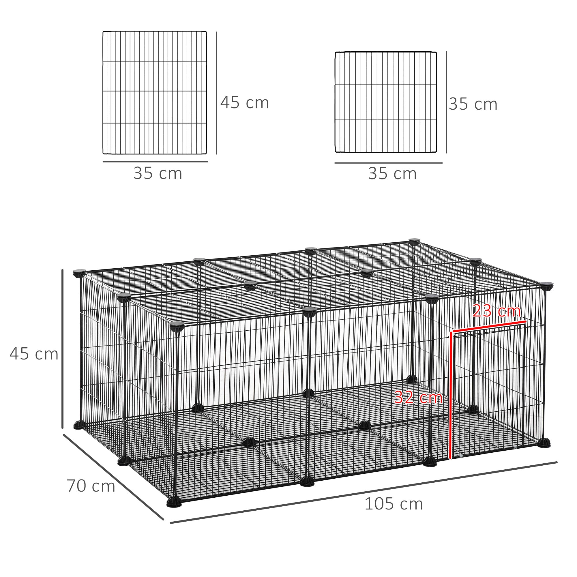 Pet Playpen DIY Small Animal Cage Metal Fence with Door, 22 Pieces, for Bunny Chinchilla Hedgehog Guinea Pig