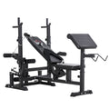 Multi-Exercise Full-Body Weight Rack with Bench Press, Leg Extension, Chest Fly & Preacher Curl - Black