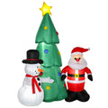 6ft Christmas Inflatable Tree with Santa Claus and Snowmen LED Lighted Decoration - White