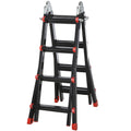4M Aluminium Telescopic Duo Ladder with Non-Slip Steps Multi-Purpose Herringbone - Black and Red
