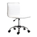 Adjustable Armless Mid-Back Swivel Office Chair with PU Leather and Chrome Base - White