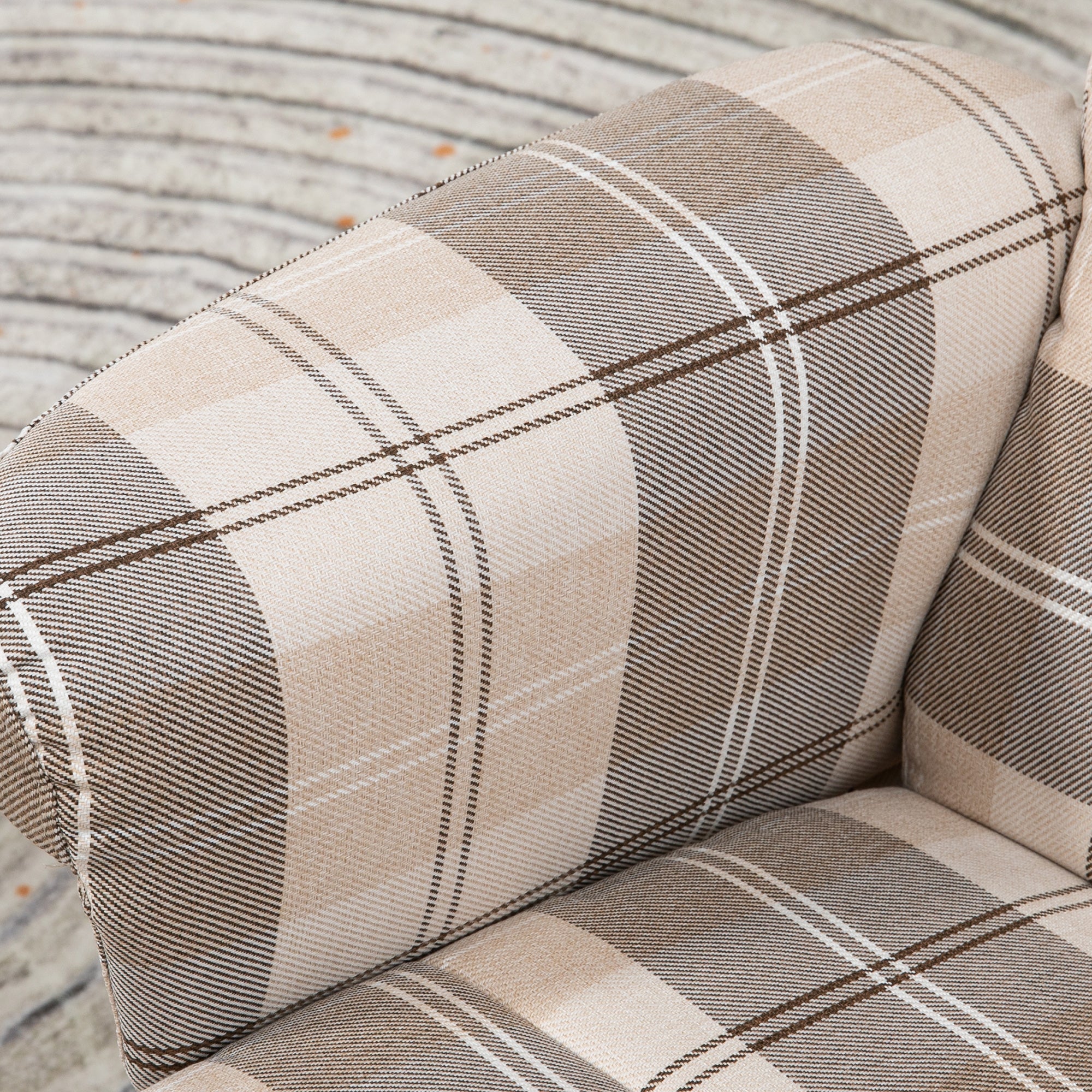 Linen Swivel Recliner Chair with Storage Ottoman and Wooden Base - Multicolour