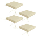 Set of 4 Outdoor Chair Cushions 51x51x8cm with Ties - Beige Polyester
