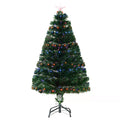4ft Pre-Lit Artificial Christmas Tree with Multi-Coloured Fiber Optic LED Lights - Green