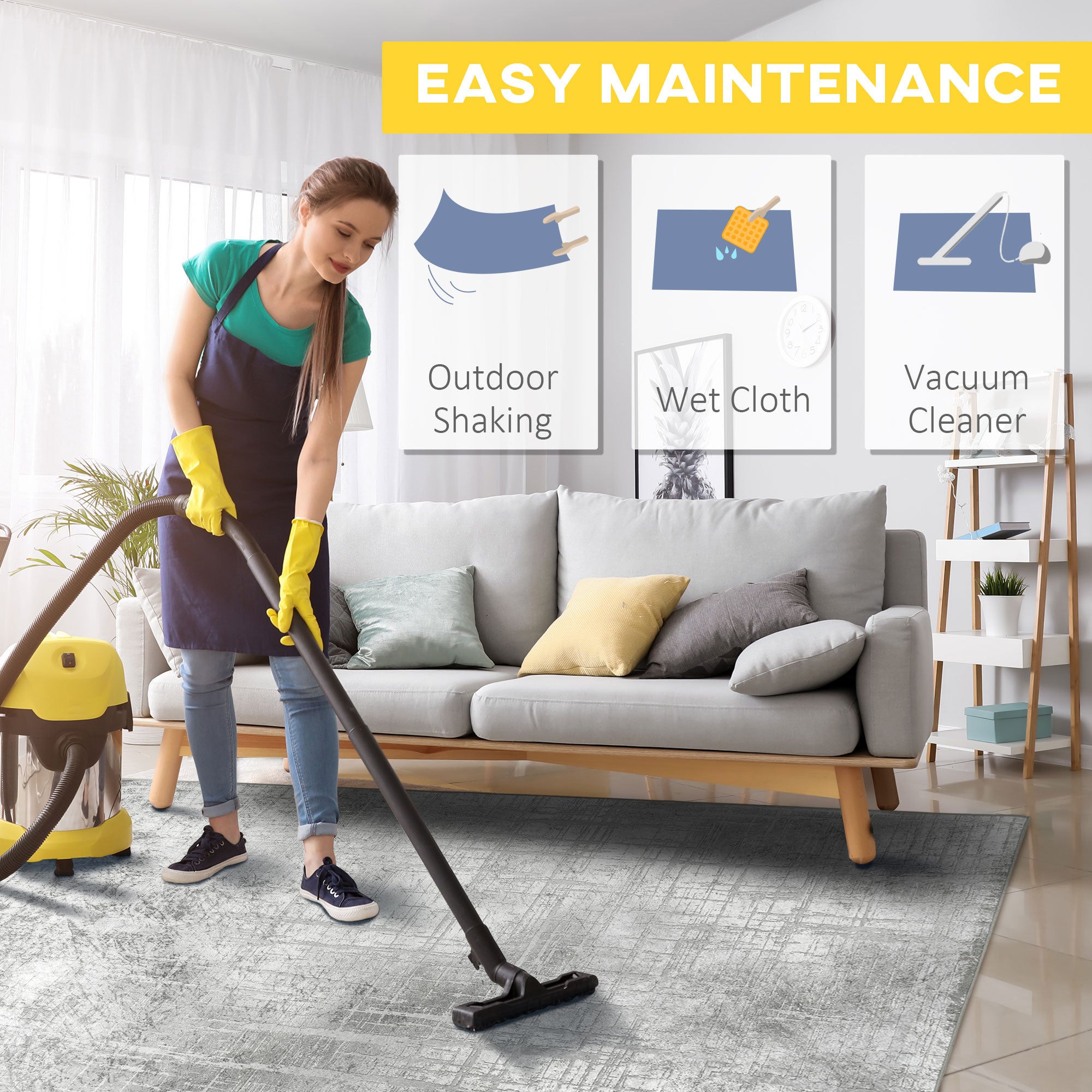 Grey Rug, Modern Abstract Area Rugs, Decorative Carpet for Living Room, Bedroom, Dining Room, 230 x 160cm