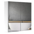 Stainless Steel Bathroom Mirror Cabinet with Double Doors 60cm Wide - Silver