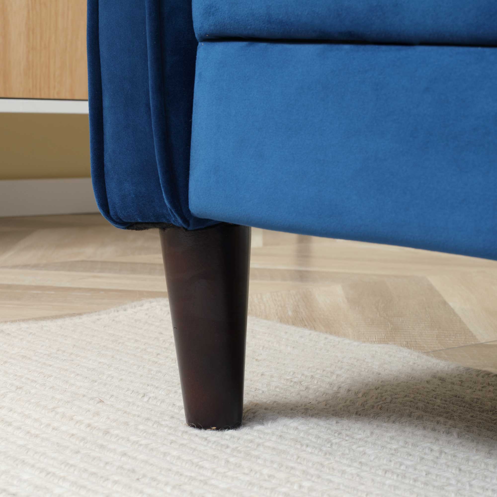 Modern Convertible Sofa Futon Velvet-Touch Tufted Couch Compact Loveseat with Adjustable Split Back, Blue