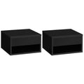 Set of 2 Floating Bedside Tables with Drawer and Shelf - High Gloss Black