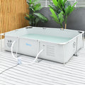 Steel Frame Above Ground Pool 292x190x75cm with Filter Pump and Reinforced Sidewalls - Grey