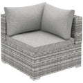 1 Seater PE Rattan Corner Sofa With Cushions - Grey