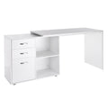 L Shape Computer Desk Workstation with Drawer, Shelf & File Cabinet - White