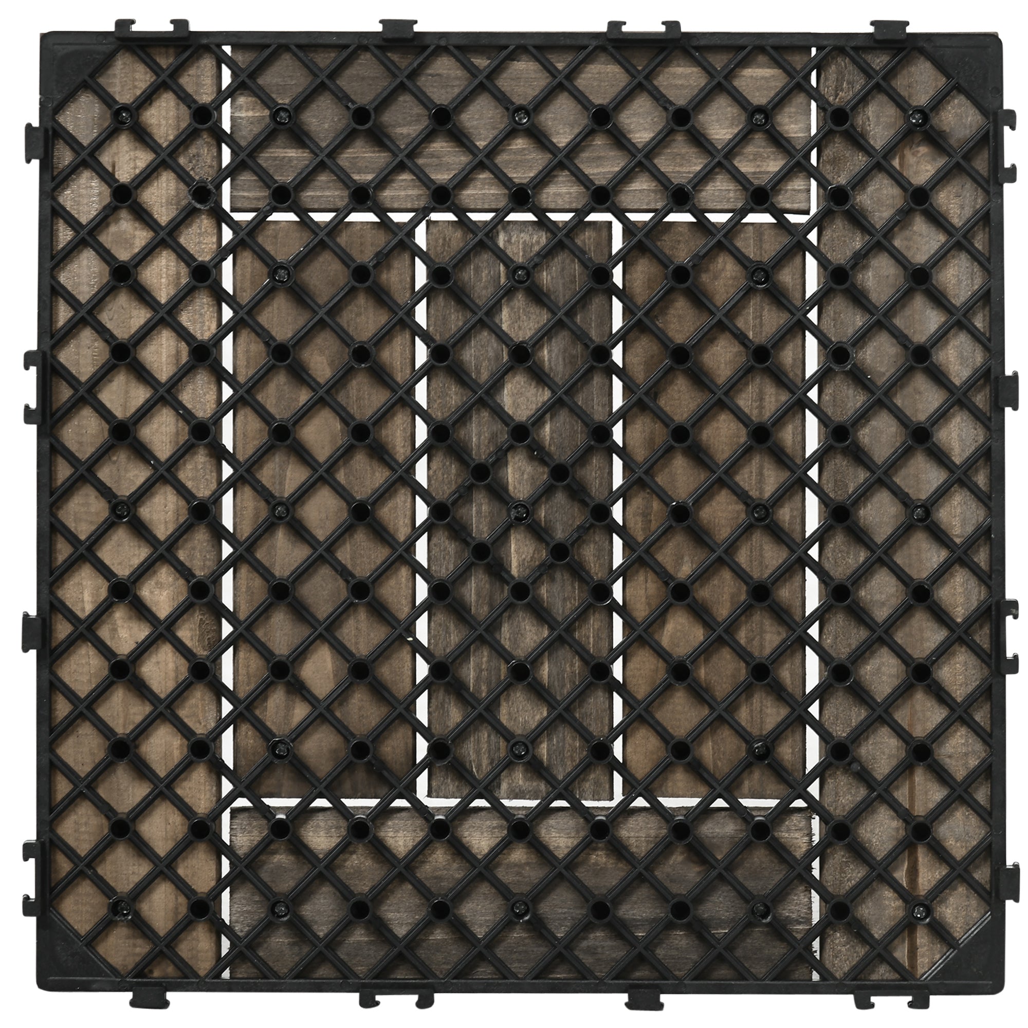 27 Piece Wooden Interlocking Decking Tiles Set - Charcoal Grey