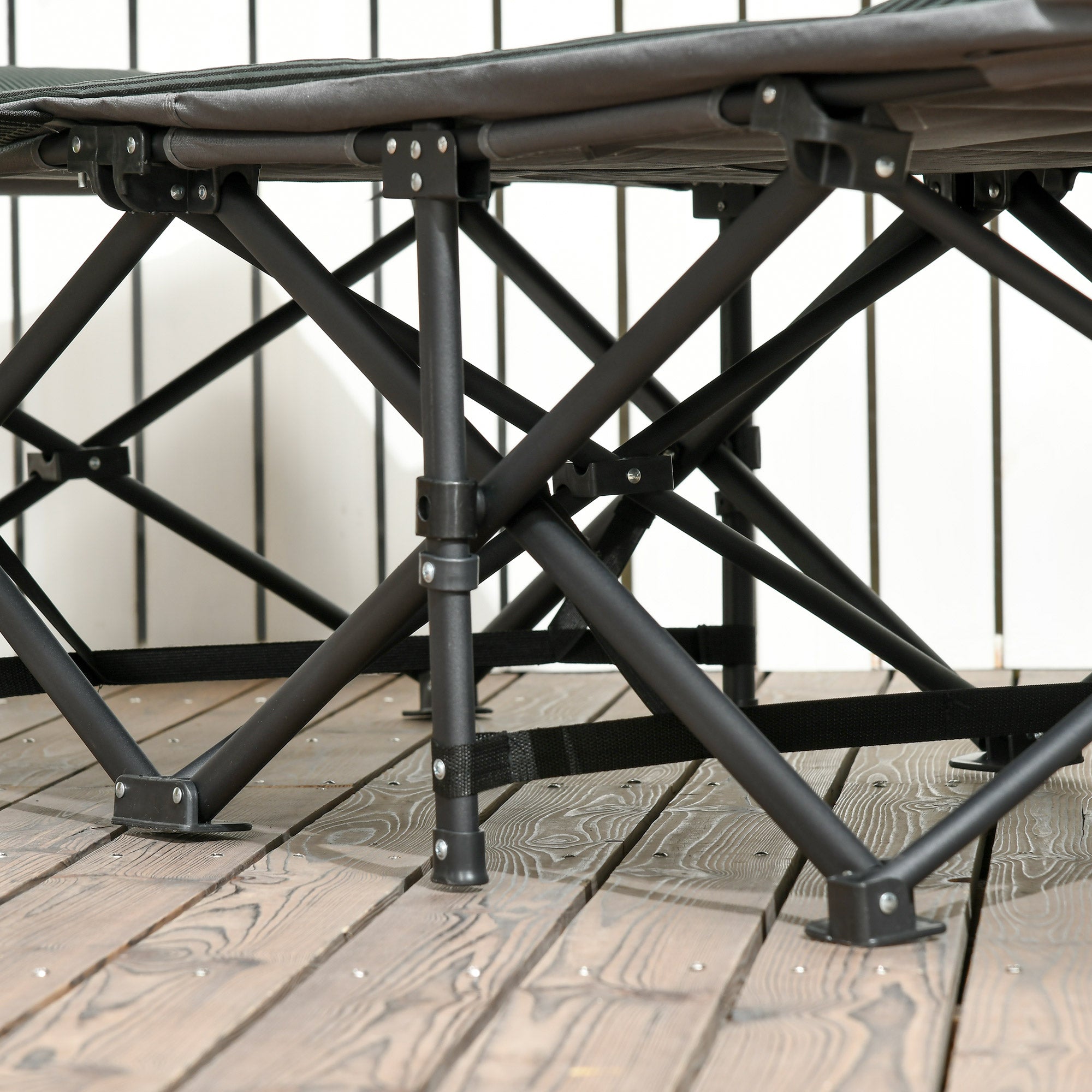 Padded Foldable Sun Lounger with Cup Holder and Carry Bag Grey