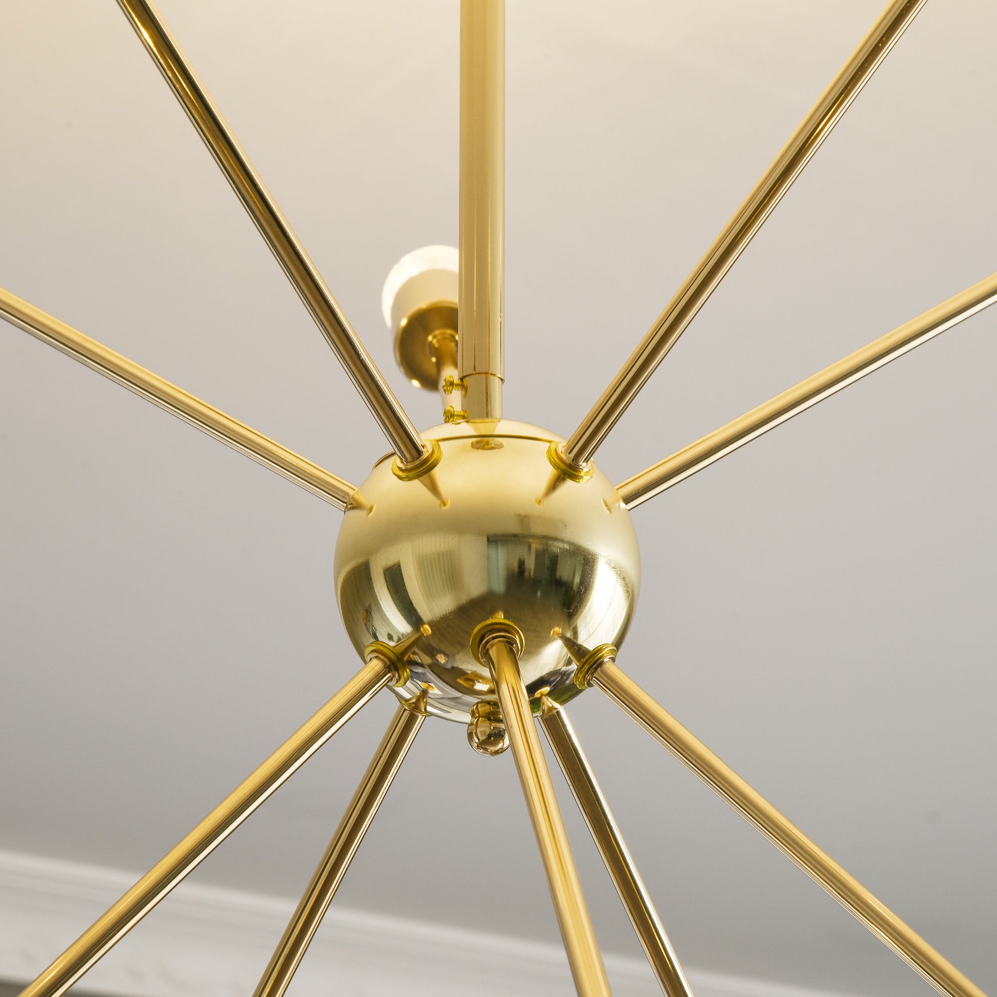 Modern Sputnik Ceiling Lights, 10-Light Chandelier for Bedroom Living Room with E27 Base, 65x65x78.5cm, Gold Tone