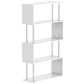 S Shape Wooden Bookcase Storage Display Unit 5 Shelves - White