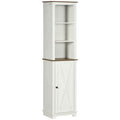 Tall Bathroom Storage Cabinet with Door & Adjustable Shelves 39.5x30x160 cm - White
