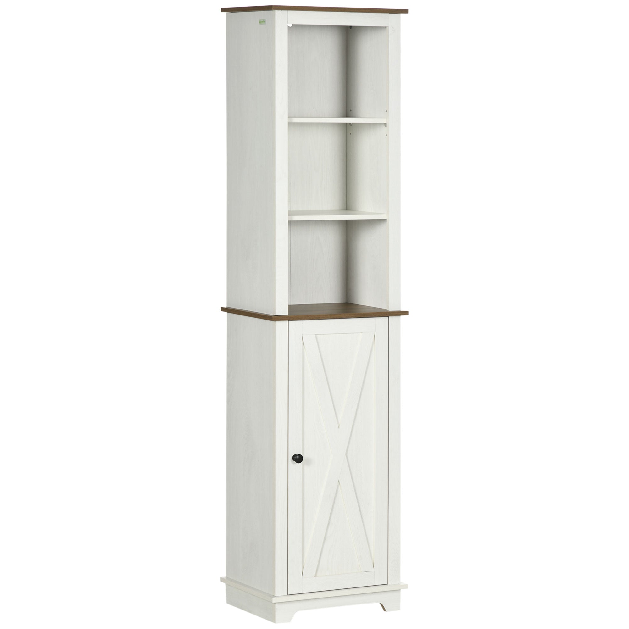 Bathroom Cabinet, Tall Storage Cabinet with Door and Adjustable Shelves, 39.5 x 30 x 160 cm, White