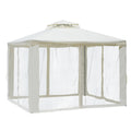 3 x 3 Meter Metal Gazebo with Mosquito Netting - Cream White