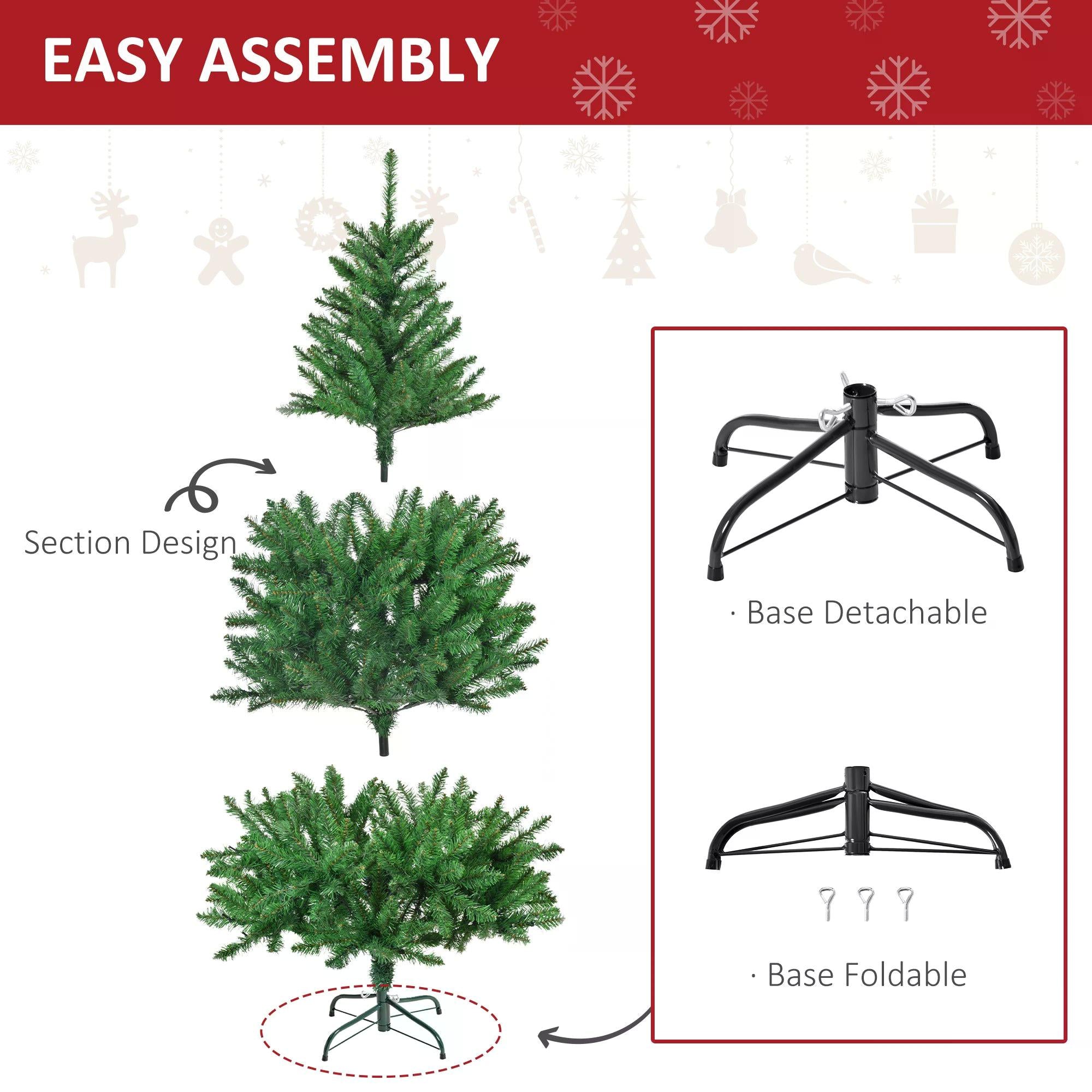 5ft Prelit Christmas Tree Artificial Tree Warm White LED Light Holiday Home Xmas Decoration, Green