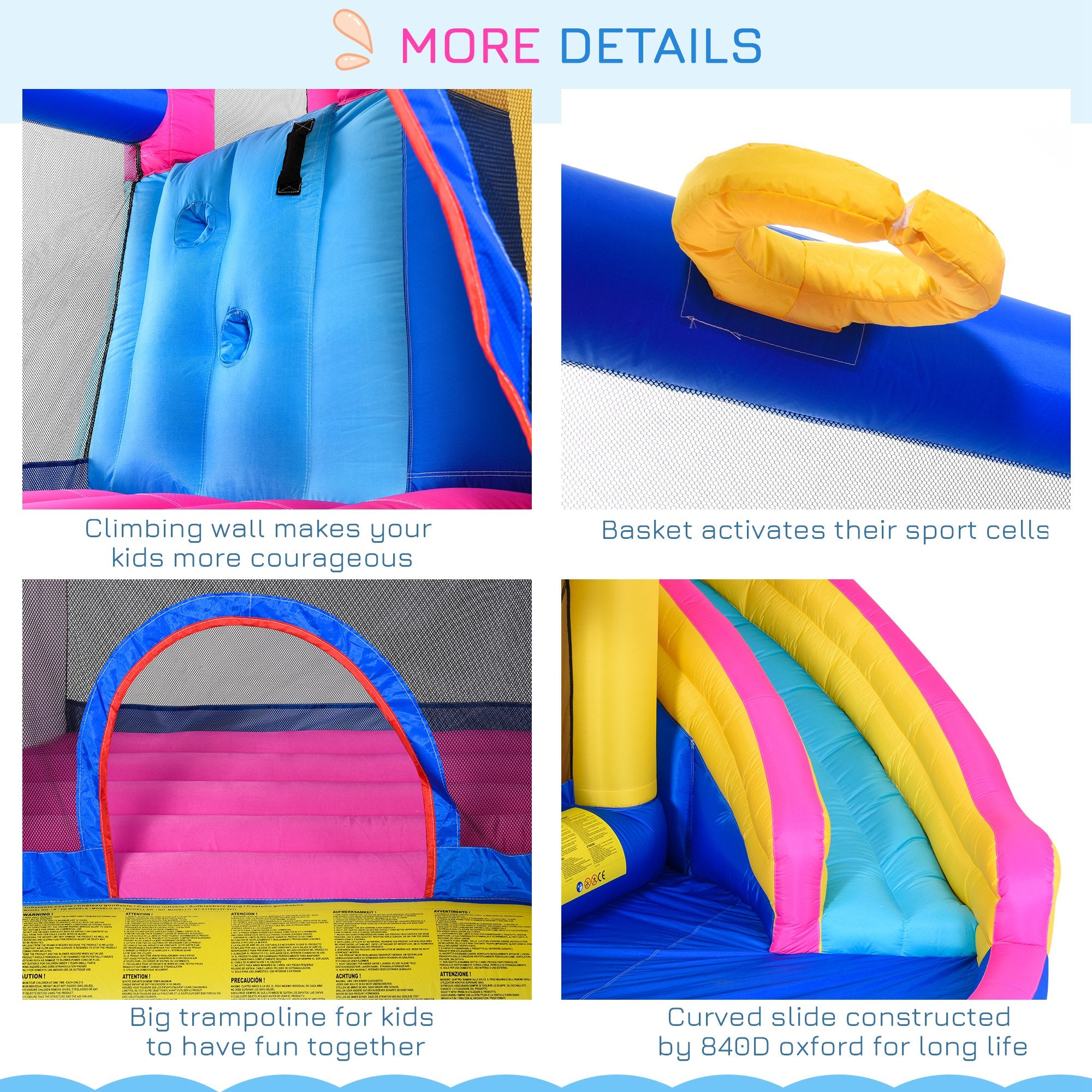 5 in 1 Bouncy Castle for Children with Blower for 3-8 Years Old Kids