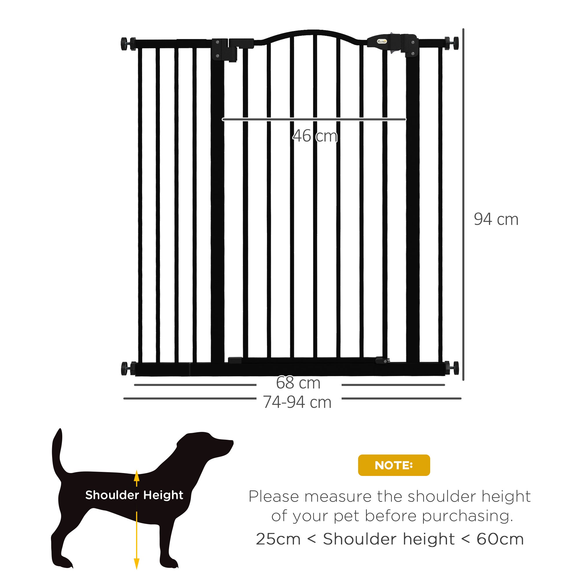 Metal Pet Safety Gate Dog Gate Folding Fence, Black