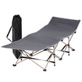 Single Person Folding Camping Cot with Steel Frame and Side Pocket - Blue