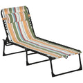 Folding Sun Lounger with 4-Position Adjustable Recliner for Beach, Garden, Camping - Multicolored