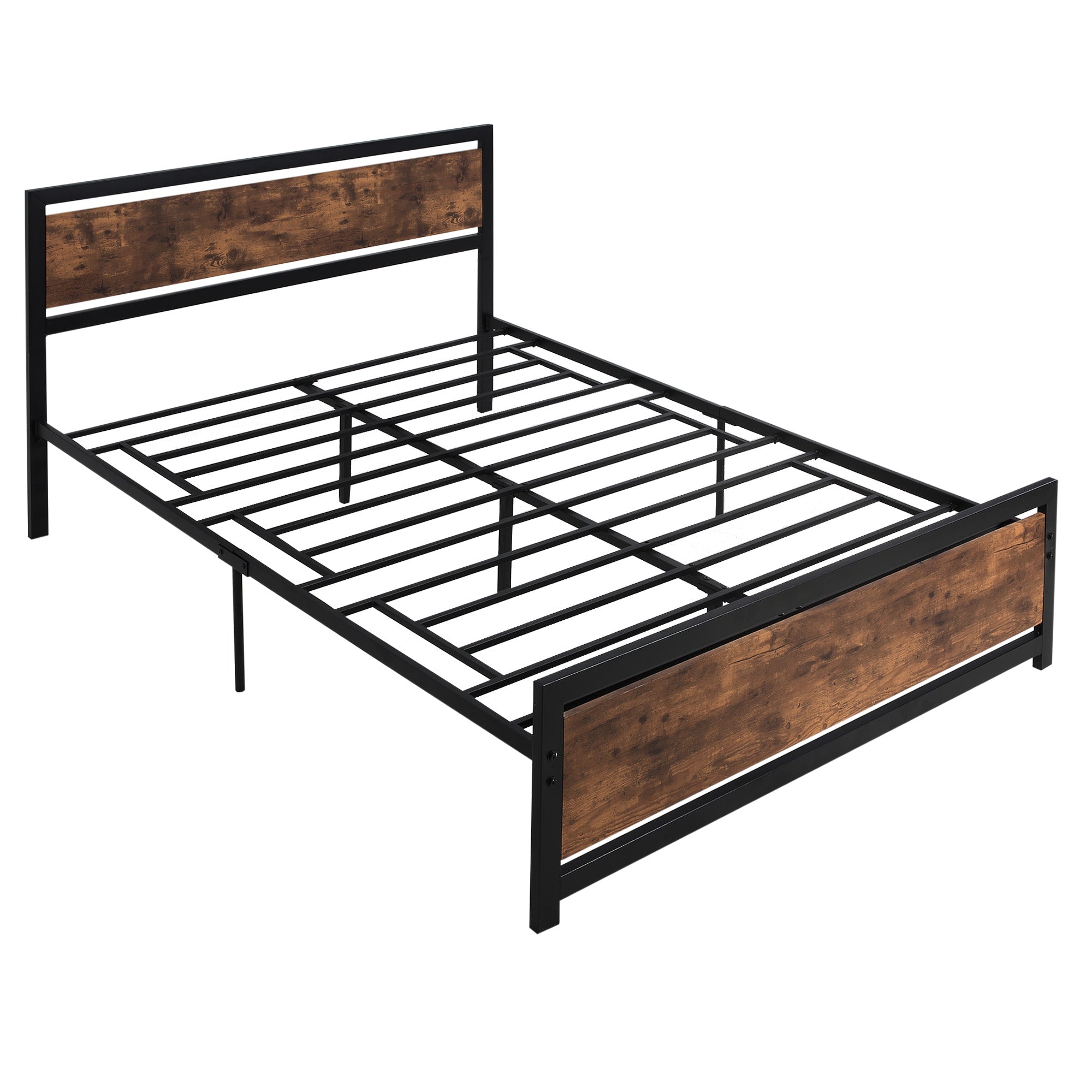 Industrial Style King Metal Bed Frame with Headboard & Footboard