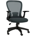 Ergonomic Mesh Office Chair with Flip-up Armrest and Lumbar Support - Grey