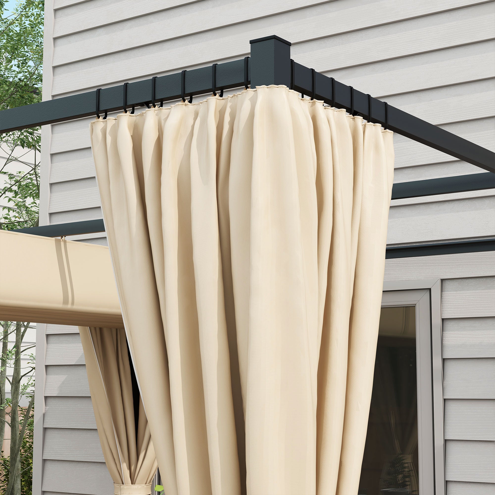 3 x 3 Metre Retractable Pergola with Curtains and Durable Metal Frame - Beige
