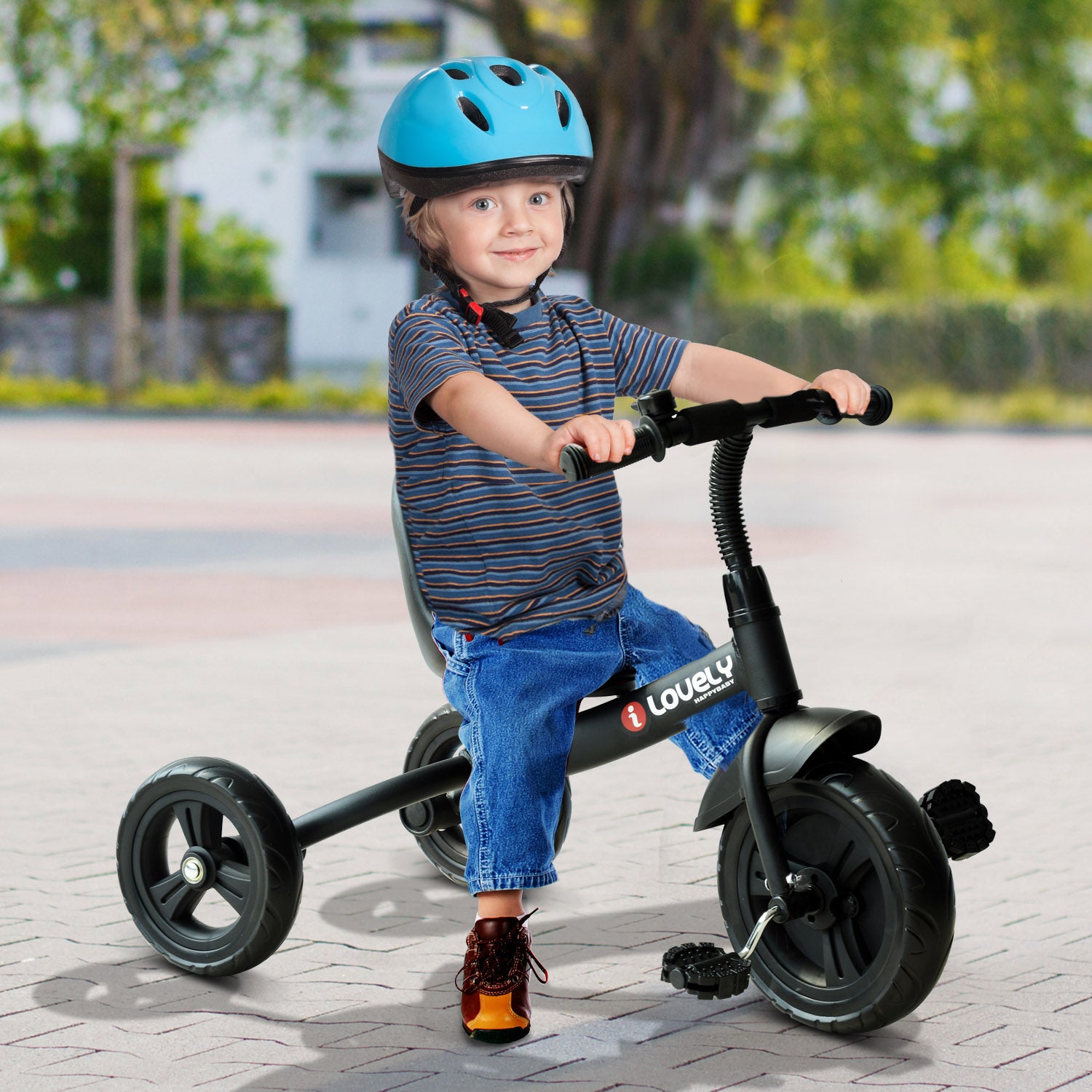 Ride On Tricycle 3 Wheels Plastic Pedal Trike for Kids over 18 Months , Black