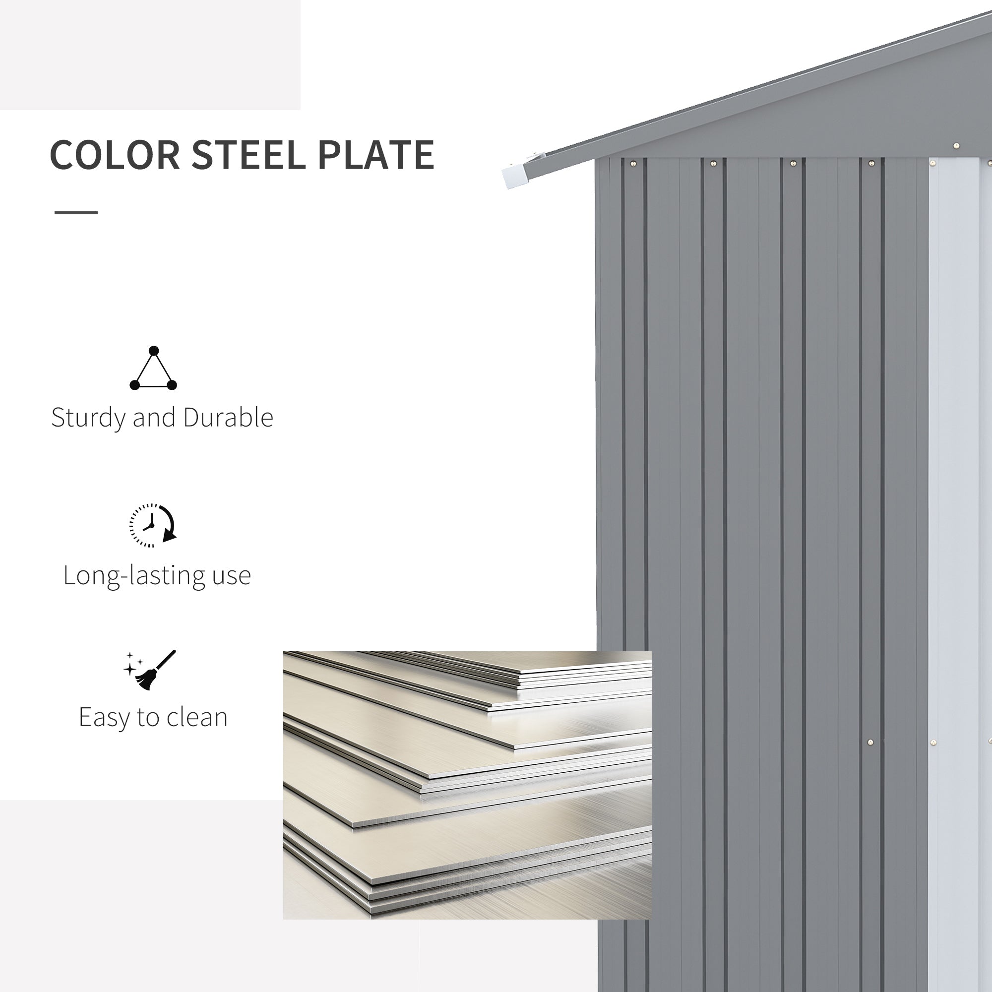 6.4 x 3.6ft Garden Metal Storage Shed w/ Double Sliding Door and Air Vents, Tool Storage for Backyard Patio Lawn, Grey