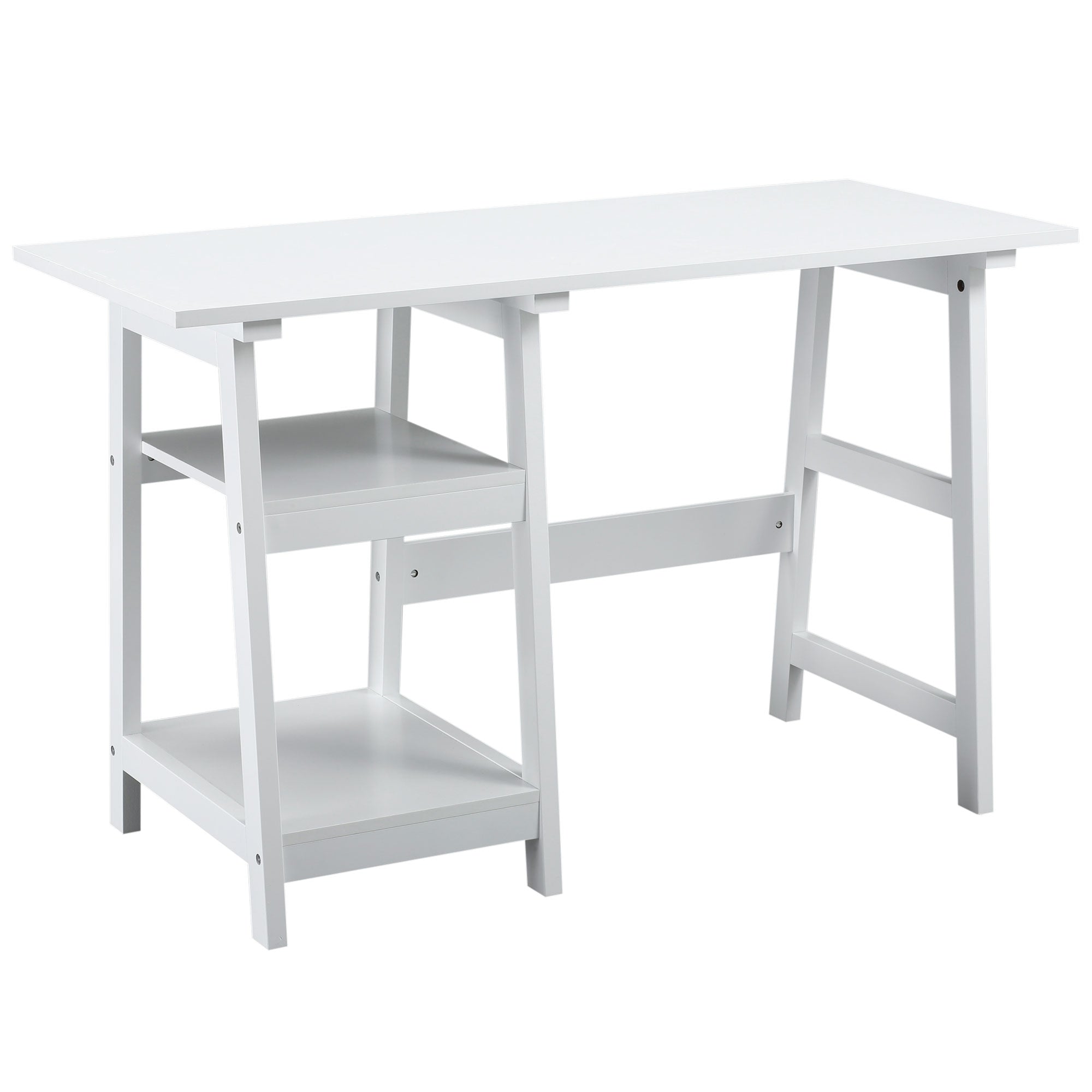 Compact Computer Desk with Storage Shelves Study Table with Bookshelf PC Table Workstation for Home Office Study White